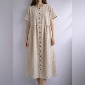 Tan Cottagecore Midi Dress